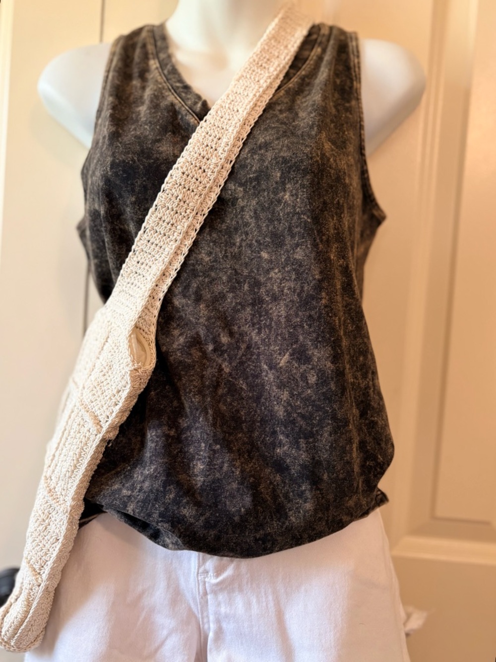 2pc, Zenana Outfitters Black Washed V-Neck Tank & bag